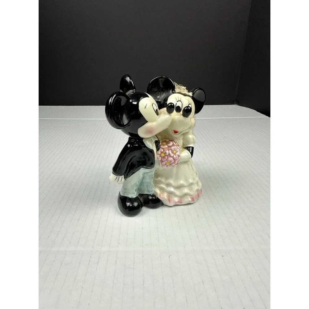 VTG Gift Mickey & Minnie Mouse Disney Bride Groom Wedding Cake Topper Figurine